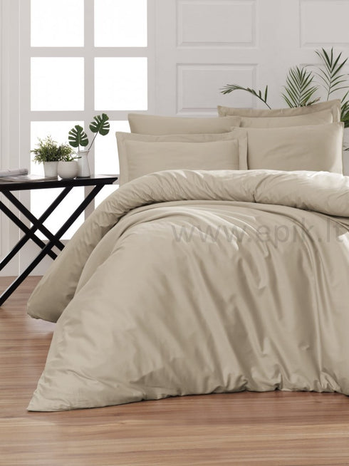 Vienspalvio Luxury satino patalynės komplektas "Creamy Bed", kreminės spalvos